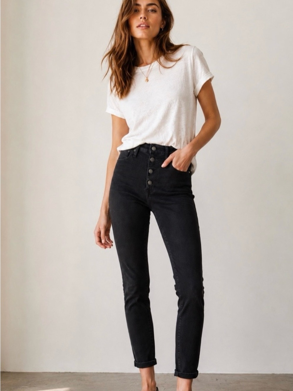 Madewell Black 9” Mid-Rise Skinny Jeans